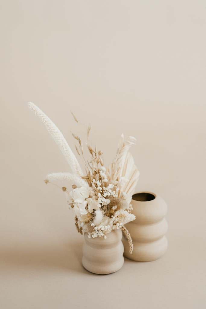 midi dried floral arrangement in cream ceramic vase
